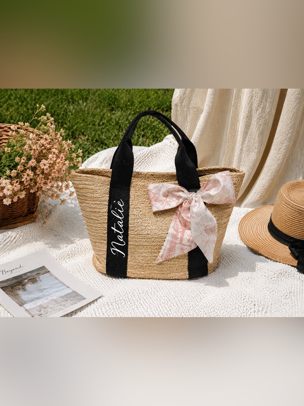 Custom Beach Straw Bag